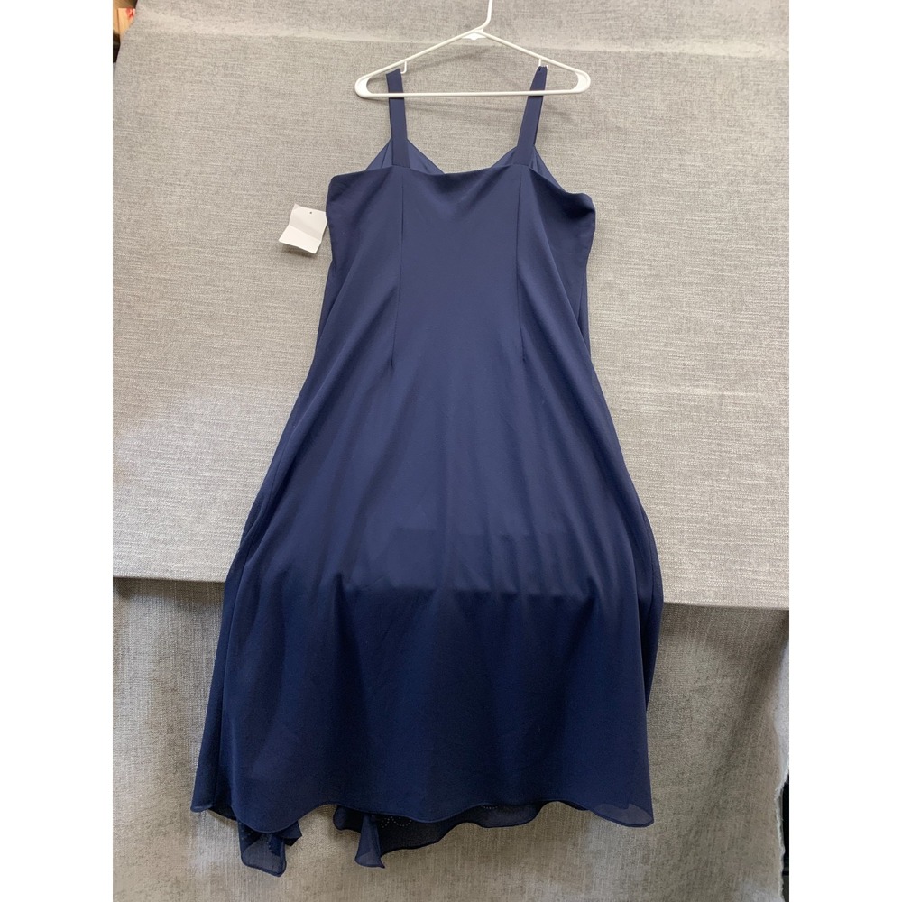 R&M Richards 2 Pieces Set Dress Womens 16 Navy Beaded Side Slit Sleeveless - Picture 2 of 10